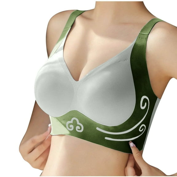 Homenesgenics Bras for Women Plus Size Sports Bra Women's Underwear Color Blocking Lifting Seamless Sagging Running Shock-absorbing Sports Fixed Bra Green XL