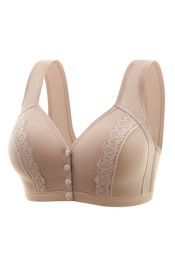 Homenesgenics Bras for Women Plus Size Push Up Wireless 44dd Woman's Embroidered Glossy Comfort Breathable Bra underwear No Rims Brown 44