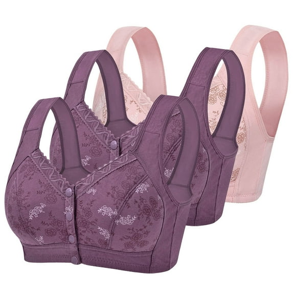 Homenesgenics Bras for Women Plus Size Sports Bra Woman's Comfortable Lace Breathable Bra Underwear No Wire Wireless Wirefree Pink XL