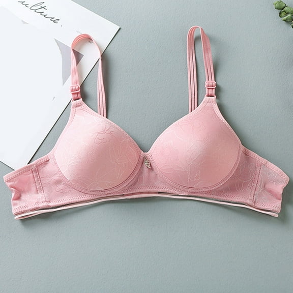 Homenesgenics Bras for Women Plus Size Sports Bra Women's Bra Soild Wire Underwear one-Piece Bra Everyday Small Cup Underwear Pink M