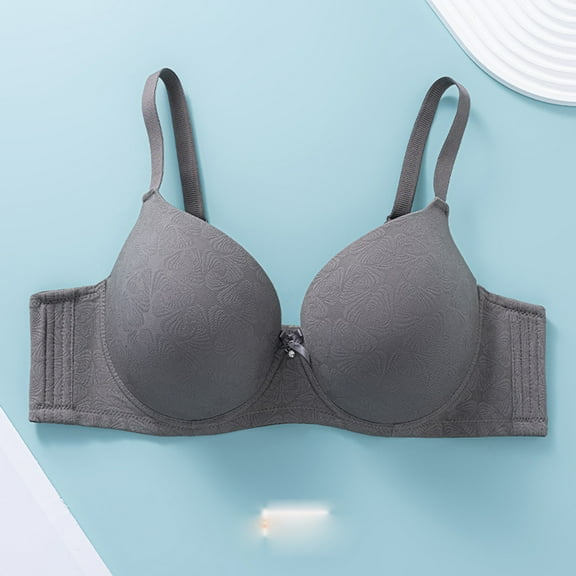 Homenesgenics Bras for Women Plus Size Sports Bra Women's Solid Color Maternity Sleeping Underwear WIth Underwear Women Daily Bra Gray 100D