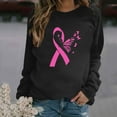 thumbnail image 1 of Homenesgenics Breast Cancer Awareness Shirts Plus Size for Women and Men Women's Casual Loose Print Raglan Long Sleeved Hoodie Round Neck Tops Sweatshirts Black S, 1 of 4