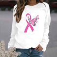 thumbnail image 1 of Homenesgenics Breast Cancer Awareness Shirts Plus Size for Women and Men Women's Casual Loose Print Raglan Long Sleeved Hoodie Round Neck Tops Sweatshirts White L, 1 of 4