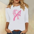thumbnail image 1 of Homenesgenics Breast Cancer Ribbon Shirts Women's Loose Casual Breast Cancer Printed Round Neck 3/4 Sleeve 3/4 Sleeve T-Shirt Tops White XXXL, 1 of 4