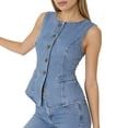 thumbnail image 1 of Homenesgenics Button-Front Sleeveless Vest Sleeveless Hoodless Blue M, 1 of 7
