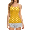 thumbnail image 1 of Homenesgenics Camisoles for Women Summer Sleeveless Round Neck Polka Dot Print Spaghetti Strap Tank Tops Round Neck Shirts Yellow S, 1 of 6