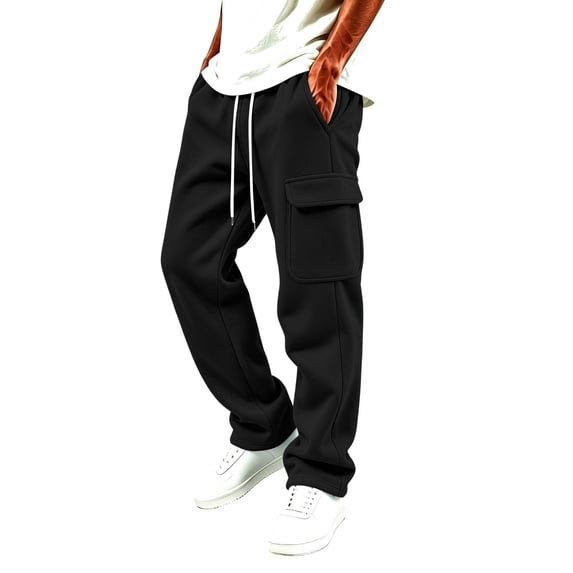 Homenesgenics Cargo Pants Men 2026 Casual Pockets Elastic Waist Sweatpants Work Trousers Black L