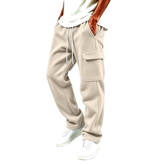 Homenesgenics Cargo Pants Men 2026 Casual Pockets Elastic Waist Sweatpants Work Trousers Khaki L