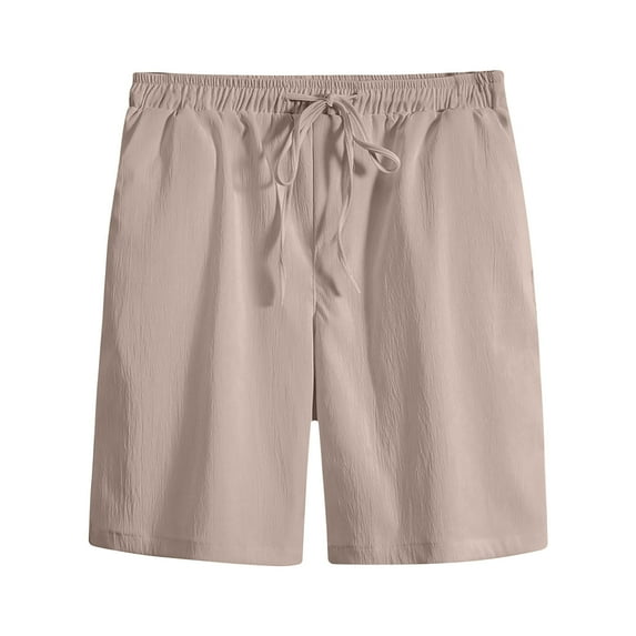Homenesgenics Cargo Shorts for Men Mens Shorts Athletic Men's Summer Leisure Sports Running Basketball Elastic Waist Solid Color Drawstring Pocket Shorts Beige XXL