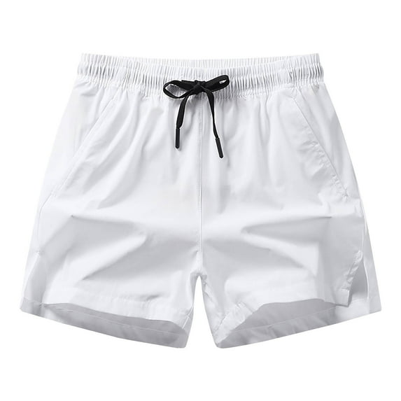 Homenesgenics Cargo Shorts for Men Mens Shorts Athletic Men's Summer Solid Color Casual Comfortable Drawstring Pocket Elastic Waist Shorts White XXL