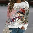 thumbnail image 1 of Homenesgenics Christmas Tree Long Sleeve Shirts Womens Plus Size Women's Christmas Print Snowman Santa Claus Fashion Print Long Sleeve Round Neck Raglan Tops Sweater, 1 of 4