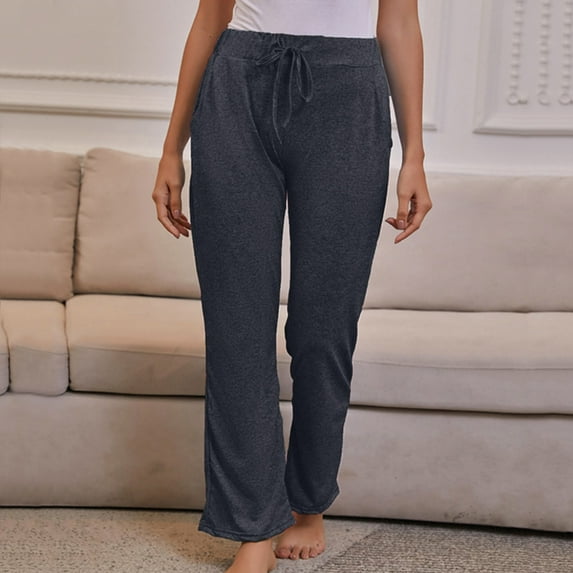 Homenesgenics Summer Khaki Pants for Women Plus Size Womens Fashion Solid Casual Pocket Elastic Waist Long Pants Gifts for Women