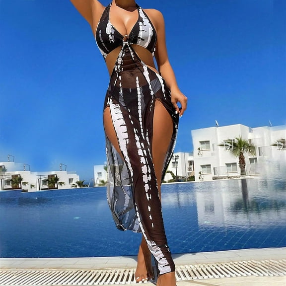 Homenesgenics Swim Suits for Women 2026 Tankini Bikini One Piece New Fashion Comfortable Bikini Women's Sexy Plain Color Swimsuit Bikinis Black L