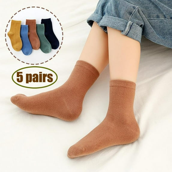 Homenesgenics Compression Socks for Women Fuzzy Christmas Slipper Ankle Boot Crew Diabetic 5Pairs Kids Socks Cute Print Children Middle Tube Socks Warm Socks