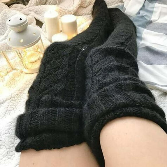 Homenesgenics Compression Socks for Women Fuzzy Slipper Ankle Boot Crew Diabetic Cable Knit Extra Long Boot Over Knee Thigh Stocking Leg Warmers
