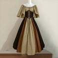 thumbnail image 1 of Homenesgenics Dresses for Women Womens Dresses Summer Women's Fashion Middle Ages Vintage Color Matching Short Sleeve off Shoulder Dress Brown S, 1 of 3