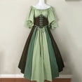 thumbnail image 1 of Homenesgenics Dresses for Women Womens Dresses Summer Women's Fashion Middle Ages Vintage Color Matching Short Sleeve off Shoulder Dress Green L, 1 of 3