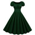 thumbnail image 1 of Homenesgenics Dresses for Women Womens Dresses Summer Women's Fashion Casual Solid Color Short Sleeve Neck Knee Length Dress Green S, 1 of 8