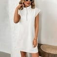 thumbnail image 1 of Homenesgenics Dresses for Women Womens Dresses Summer Women's Plus Size Fashionable Casual Solid Color Loose Pocket Lapel Dress White L, 1 of 5