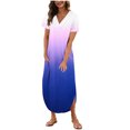 thumbnail image 1 of Homenesgenics Dresses for Women Womens Dresses Summer Women's Summer Sexy Fashion Printing Pocket Short Sleeve-Neck Dress Blue XXL, 1 of 6