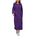 thumbnail image 1 of Homenesgenics Spring Dresses for Women 2026 Plus Size Trendy Women's Large Knitted Hoodie With Velvet Casual Dress Purple XL, 1 of 8
