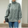 thumbnail image 1 of Homenesgenics Fall Sweaters for Women Womens Sweaters under 10$ Women Casual TurtleNeck Pullover Long Sleeve Solid Loose Knitted Sweater Tops Gray L, 1 of 9