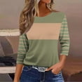 thumbnail image 1 of Homenesgenics Fall Tops for Women Long Sleeves Women's Fashion Printed T-Shirt 3/4 Sleeves Blouse Round Neck Casual Green M, 1 of 4