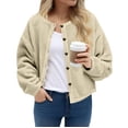 thumbnail image 1 of Homenesgenics Fleece Tops for Women Fall Winter Casual Long-Sleeve Button-Up Jacket Jacket Beige XL, 1 of 8