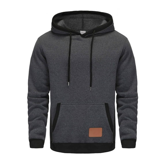 Homenesgenics Hoodies for Men 3xl Big and Tall Man Color Match Drawstring Zipper Pockets Hooded Hoodie Gray M