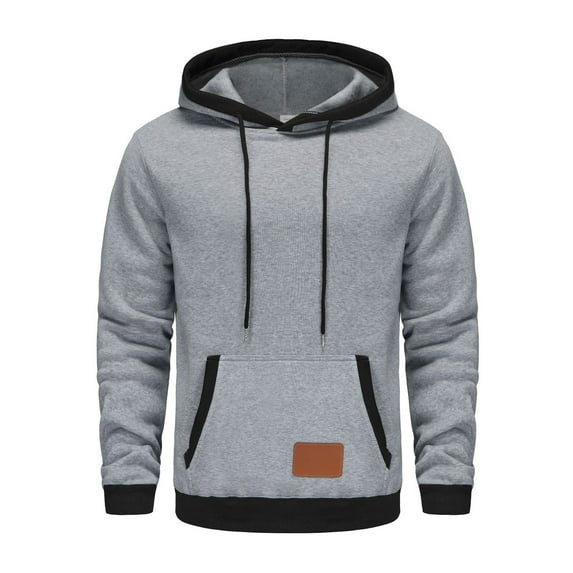 Homenesgenics Hoodies for Men 3xl Big and Tall Man Color Match Drawstring Zipper Pockets Hooded Hoodie Gray XL