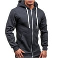 thumbnail image 1 of Homenesgenics Hoodies for Men 3xl Big and Tall New 2025 All-match Zipper Hooded Sweater Coat Men's Solid Color Cardigan Gray M, 1 of 2