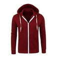 thumbnail image 1 of Homenesgenics Hoodies for Men 3xl Big and Tall New 2025 All-match Zipper Hooded Sweater Coat Men's Solid Color Cardigan Red M, 1 of 2