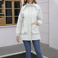 thumbnail image 1 of Homenesgenics Jackets for Women under $10.00 Women's Solid Color Pocket Parka Outwear Waterproof and Windproof Outdoors Long Sleeved Hooded Jacket White L Black* Friday, 1 of 8