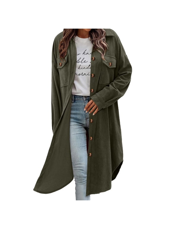 Jackets for Women Plus Size Women's Fashion Casual Printing Hooded Button Long Sleeves Cardigan Coat Tops Black*Friday/Cyber*Monday Green XL
