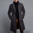 thumbnail image 1 of Homenesgenics Jackets for Men Big and Tall Turn-Down Collar Button-Front Long-Sleeve Mid-Length Trench Outerwear with Pockets Gray M, 1 of 6