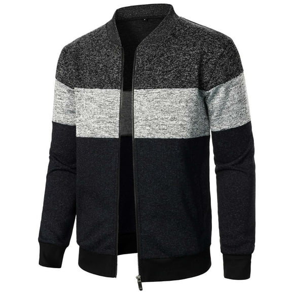 Homenesgenics Jackets for Men Long Zipper Sweater Sleeve Sweater Coat Men Long Sleeve Hoodless Casual Outwear Jackets Gray XL