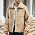 thumbnail image 1 of Homenesgenics Jackets for Men Mens Warm Faux Furry Long Coat Jacket Winter Solid V-Neck Outerwear Brown XXXL, 1 of 8
