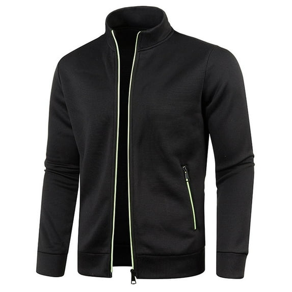 Homenesgenics Jackets for Men Winter under $10.00 Men's 2025 Casual Solid Color Zipper Pockets Long Sleeve Hoodless Casual Outwear