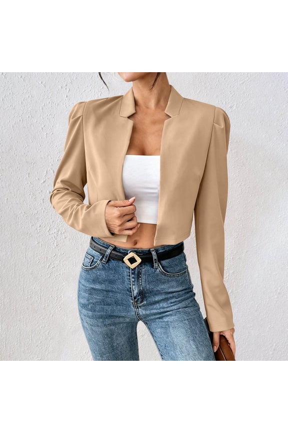 Jackets for Women Fall Classic Long-Sleeve Commuter with Stand-Up Collar Brown M