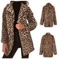 thumbnail image 1 of Homenesgenics Jackets for Women Plus Size in Women's Leopard Faux-Fur Imitation Lapel Long Sleeve Coat Outwear Coat Jacket Brown L, 1 of 9
