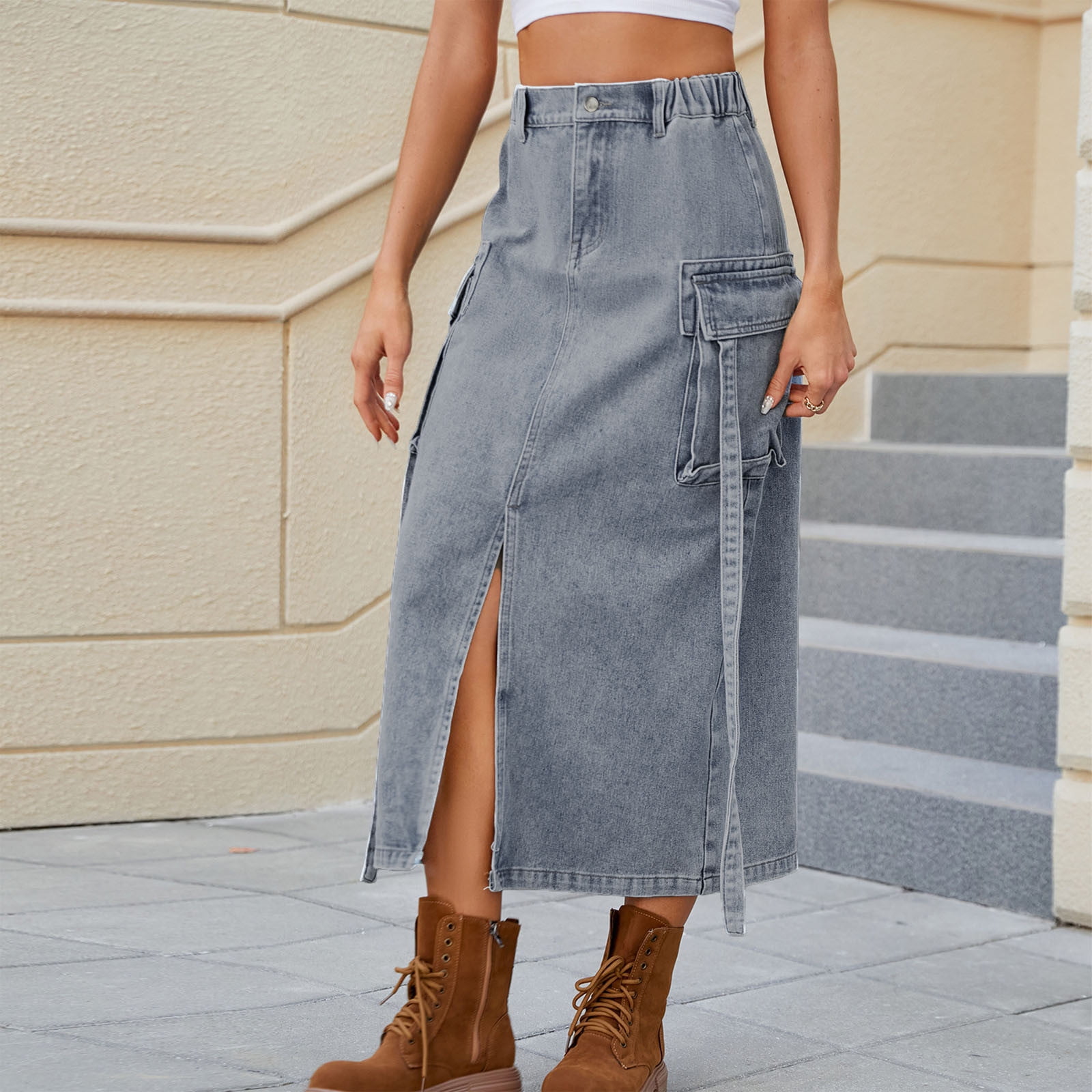 High-waist long women's jean skirt main image 0