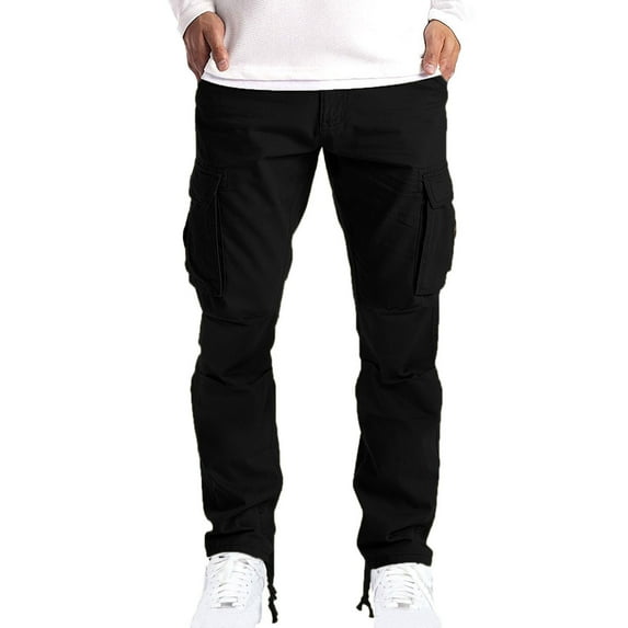 Homenesgenics Khaki Pants for Men Men Solid Patchwork Casual Multiple Pockets Outdoor Straight Type Fitness Pants Cargo Pants Trousers