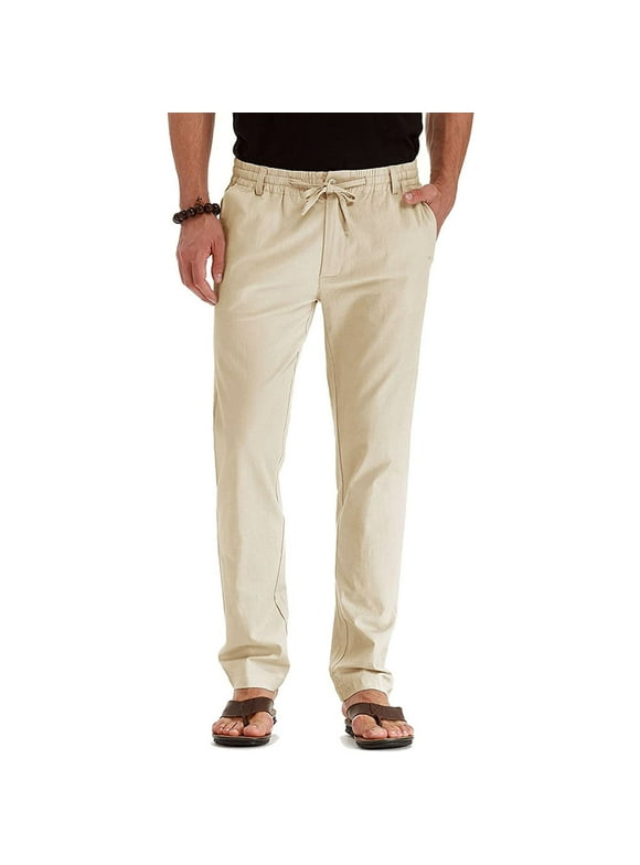 Mens Khaki Pants Elastic Waist