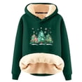 thumbnail image 1 of Homenesgenics Ladies' Christmas Printed Hooded Drawstring off Shoulder Long Sleeved Sweatshirt with Winter Fleece Top Plus Size Hooded Casual Jacket Plush Green XXL, 1 of 2