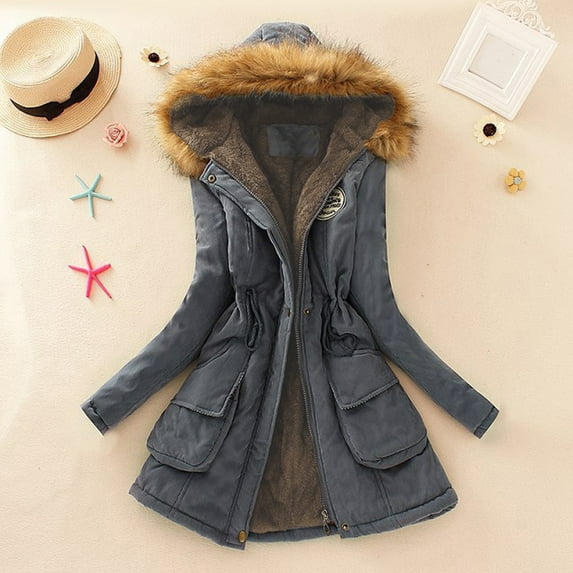 Homenesgenics Ladies Tops and Blouses Winter Womens Warm Coat Hooded Jacket Slim Winter Outerwear Coats