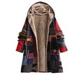 thumbnail image 1 of Homenesgenics Long Jackets for Women Plus Size Hoodie Women's Winter Warm and Fleece Heavy Printed Hooded Jacket with Zipper Double Pockets Red XL, 1 of 1