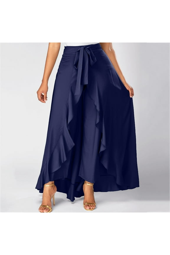 Long Skirts for Women Women's Casual Hakama Irregular Leaf Bow High Waist Long Culottes Skirt