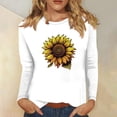 thumbnail image 1 of Spring Tops for Women Long Sleeve Shirts for Women Plus Size under $5 Women's Retro Fall Trendy Classic Print Round Neck Tops/shirt White 2x, 1 of 4