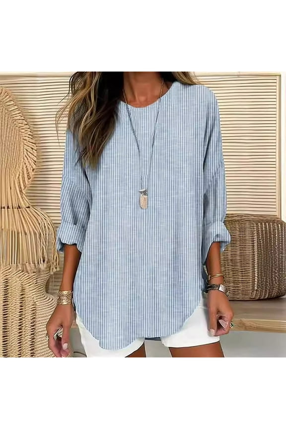 Homenesgenics Long Sleeve Shirts for Women under $10 Women's Fall Casual Solid T-shirt 3/4 Sleeves Buttons Blouse V-Neck Casual Tops Green XXXL