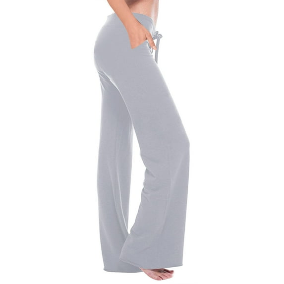 Homenesgenics Loose Fit Summer Stretch Casual Trousers Lightweight Elastic High Drawstring Waist Wide Leg Cotton Linen Womens Pants Plus Size Millennium Pants Gray S